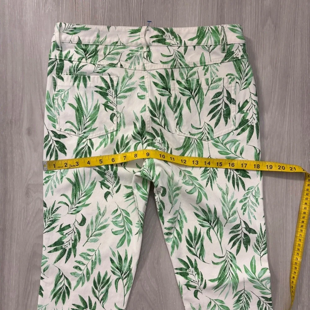 J McLaughlin Pants Women White Green Leaf Print Pant Straight Leg Casual Size 10 - Picture 10 of 15